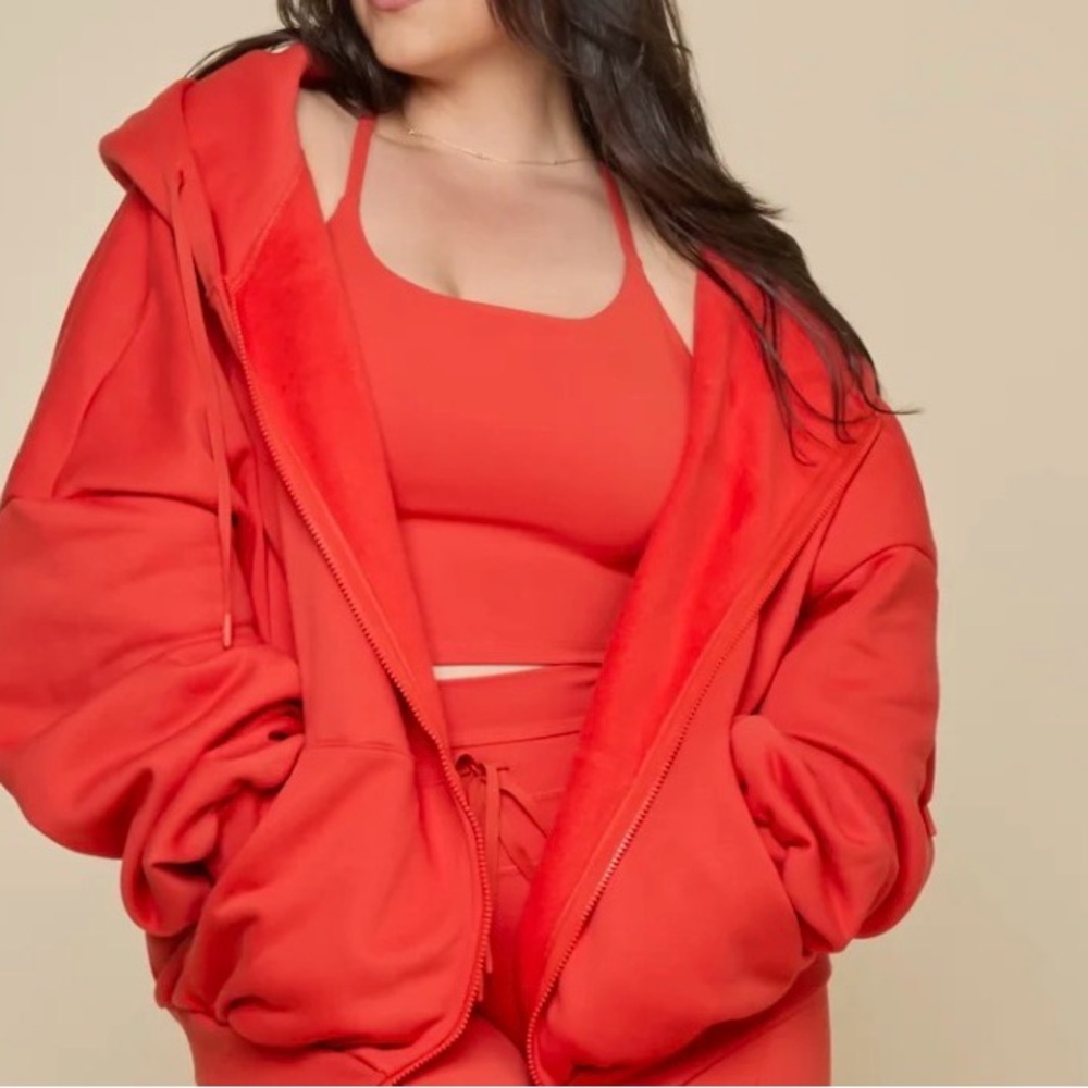 POPFLEX Vibrant Orange Fleece Hoodie